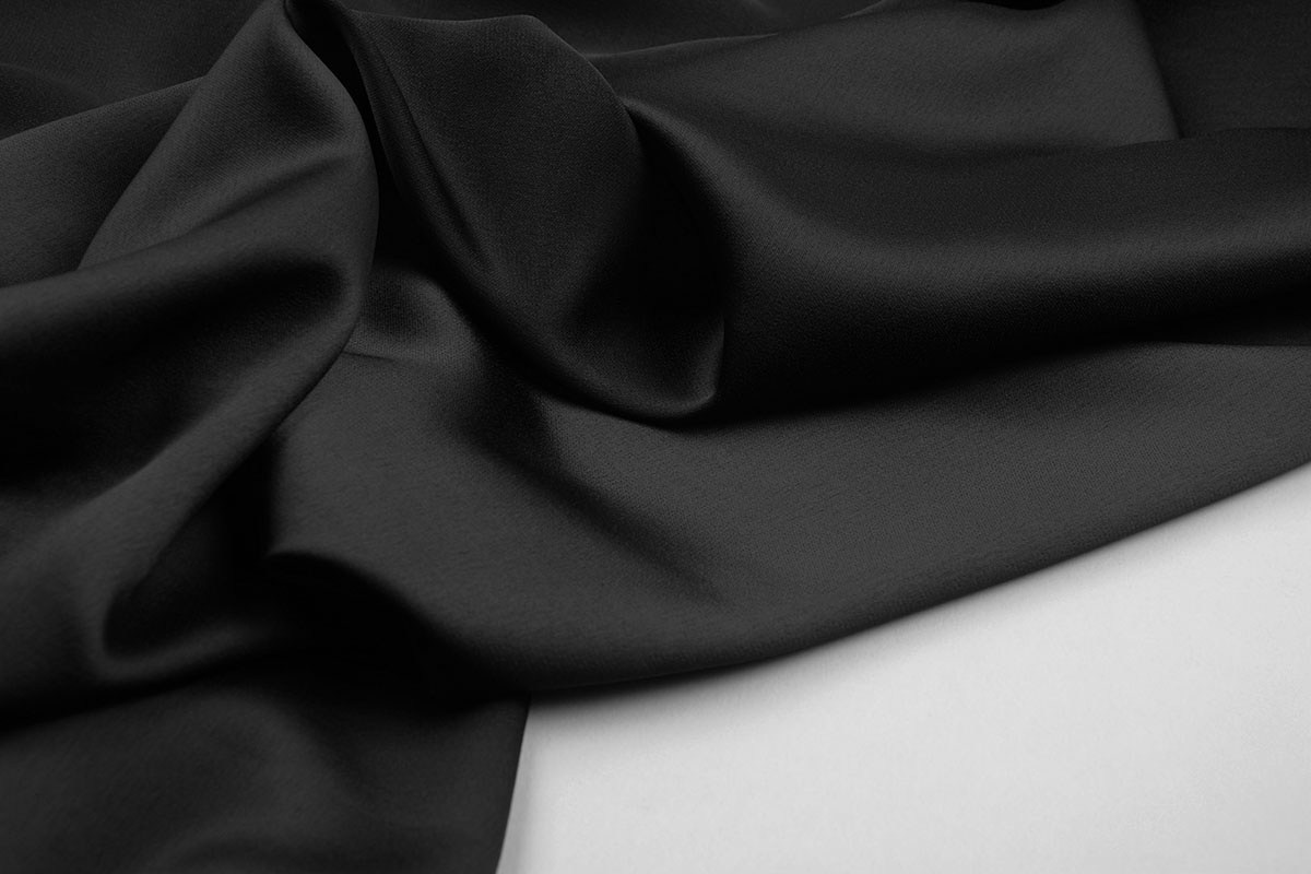 Stretch Krepp Satin 2 Seiten Schwarz