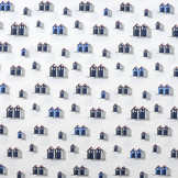 Cotton Jersey vakantiehuisjes Blauw