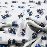 Cotton Jersey vakantiehuisjes Blauw