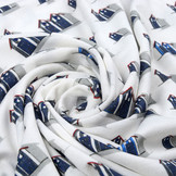 Cotton Jersey vakantiehuisjes Blauw