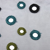 Organza Embroidered Circles Black green blue