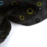 Organza Geborduurde Cirkels Zwart Groen Blauw