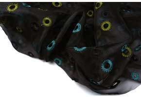Organza Gestickte Kreise Schwarz grün blau