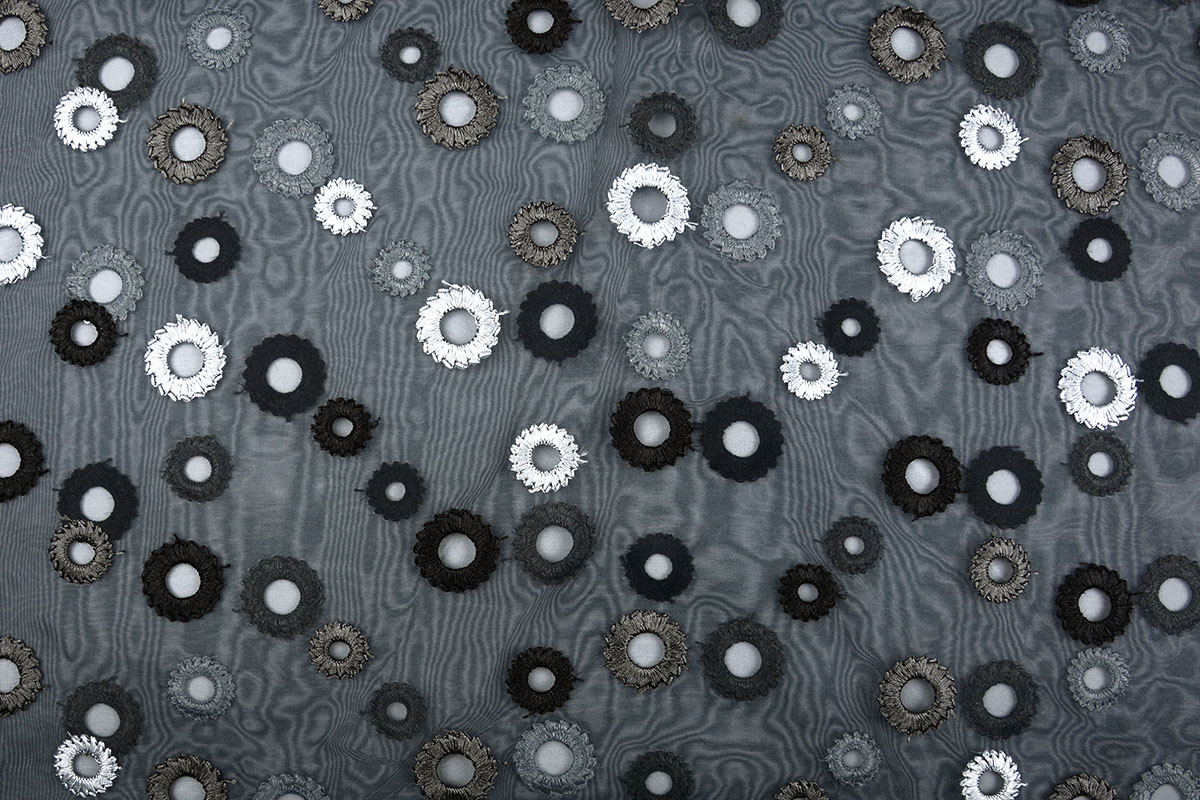 Organza Embroidered Circles Gray Silver