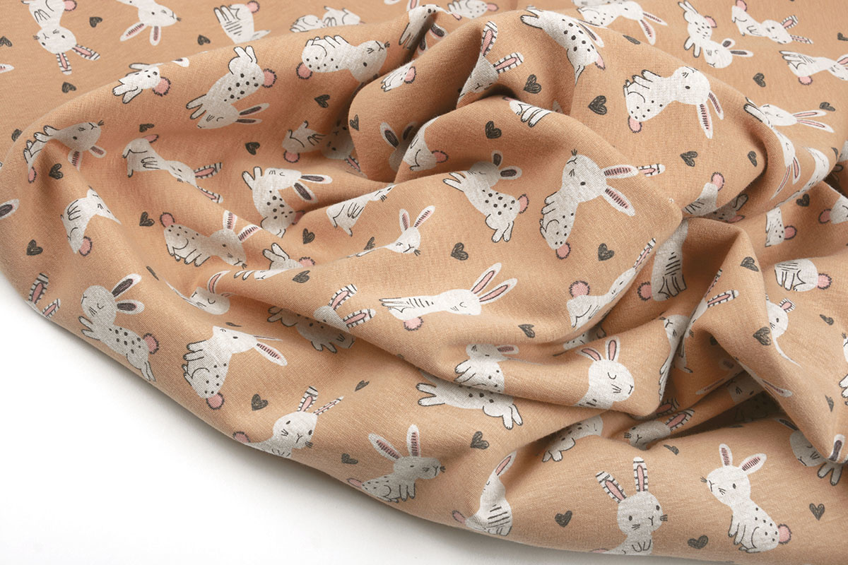 SweatStoff Alpenfleece Kaninchen Valentinstag Orange