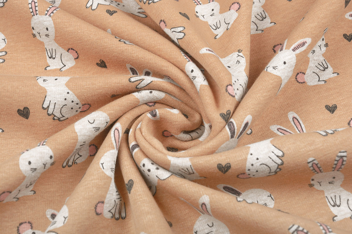 SweatStoff Alpenfleece Kaninchen Valentinstag Orange