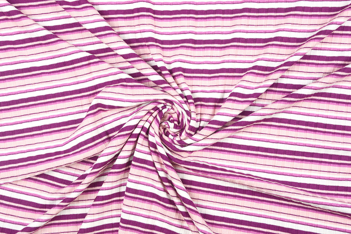 Baumwolljersey Multi Streifen altes Rosa