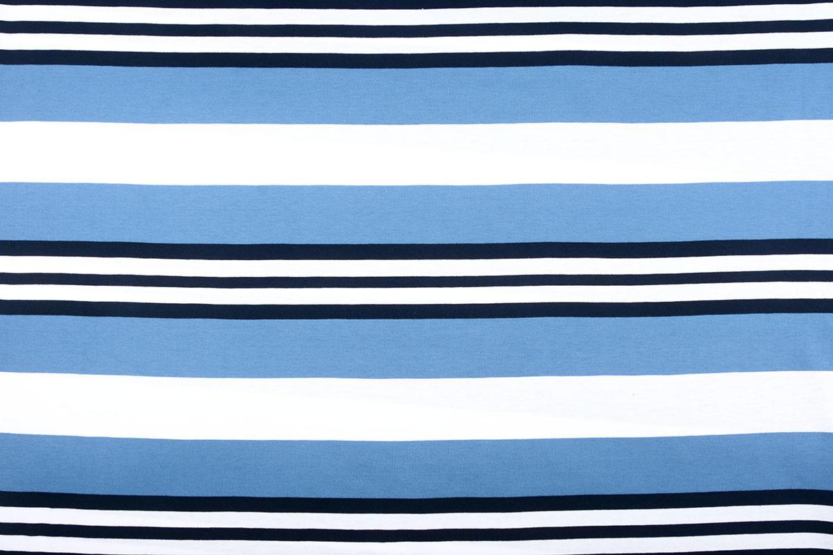 Baumwolljersey Rami Gestreiftes Blau