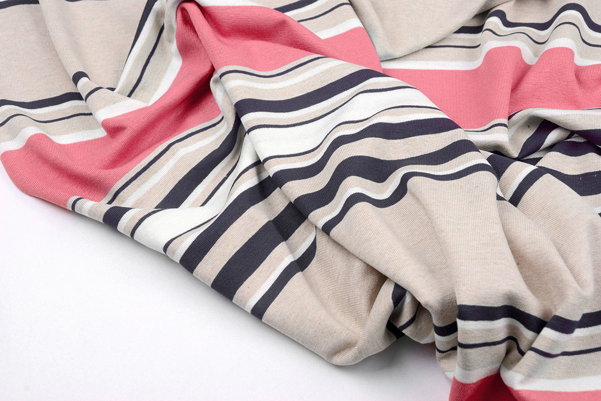 Viskose Jersey Streifen Coral Pink