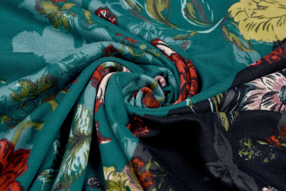 Lycra Trikot Simmer Flowery Zweifarbiges Grün Schwarz