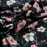 Blousestof Eksepi Bloemen Zwart