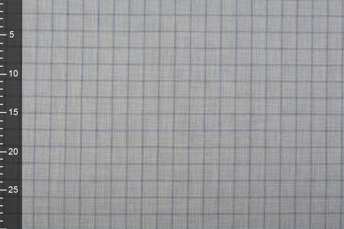 Stretch Gabardine Tartan Grey