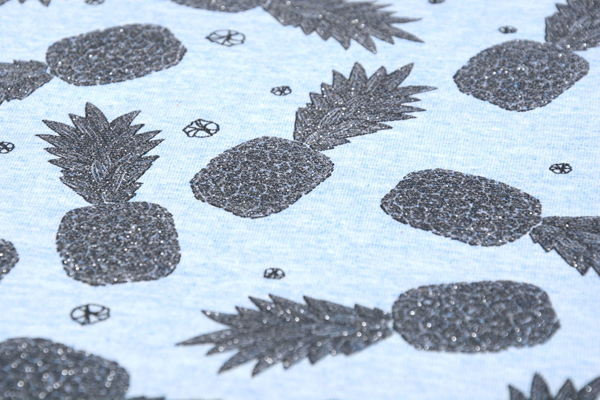 Mi Joe Cotton Jersey Pineapple Glitter Light blue melange