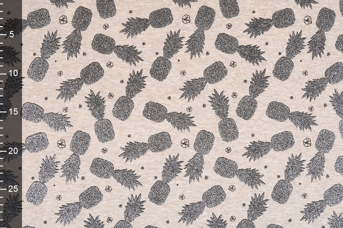 Mi & Joe Baumwolljersey Ananas Glitzer Beige Melange