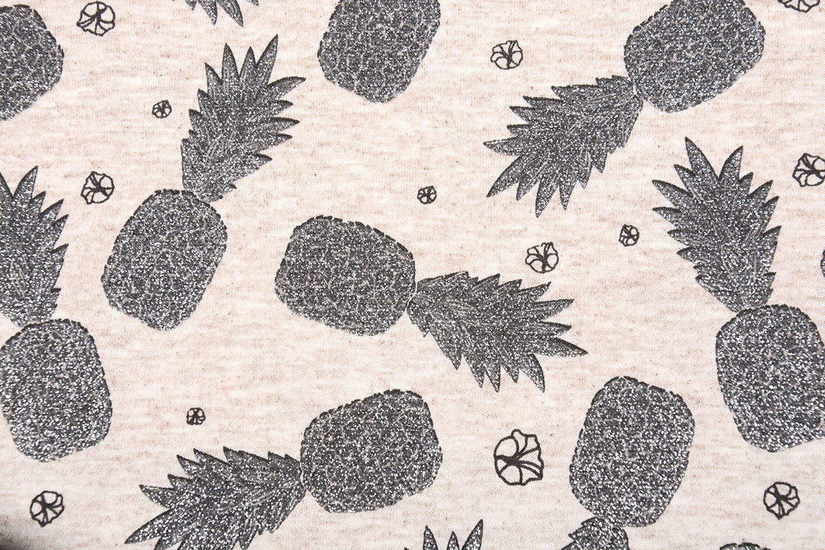 Mi & Joe Baumwolljersey Ananas Glitzer Beige Melange