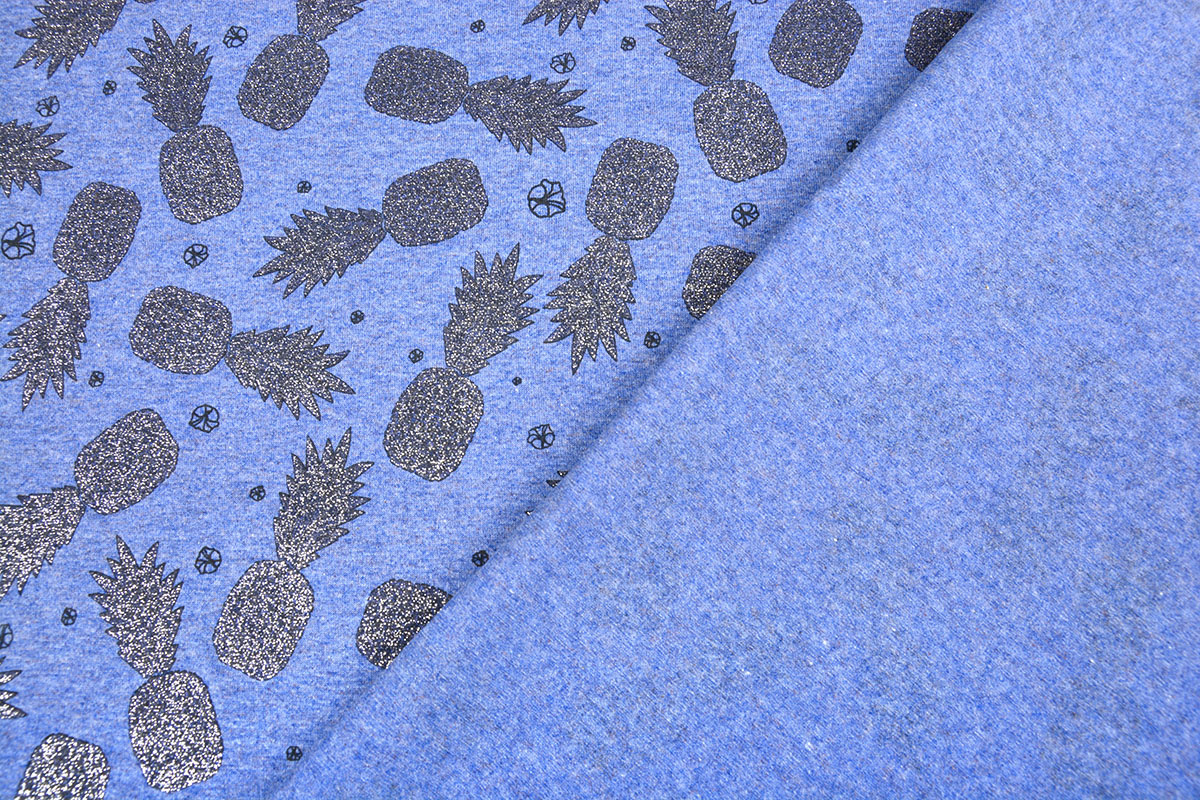 Mi & Joe Cotton Jersey Ananas Glitter Donker jeans melange