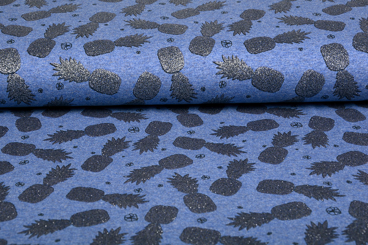 Mi & Joe Cotton Jersey Ananas Glitter Donker jeans melange