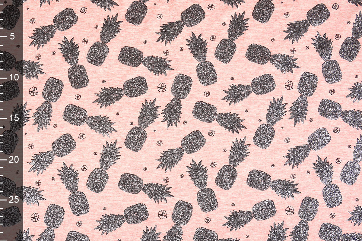 Mi & Joe Cotton Jersey Pineapple Glitter Coral melange