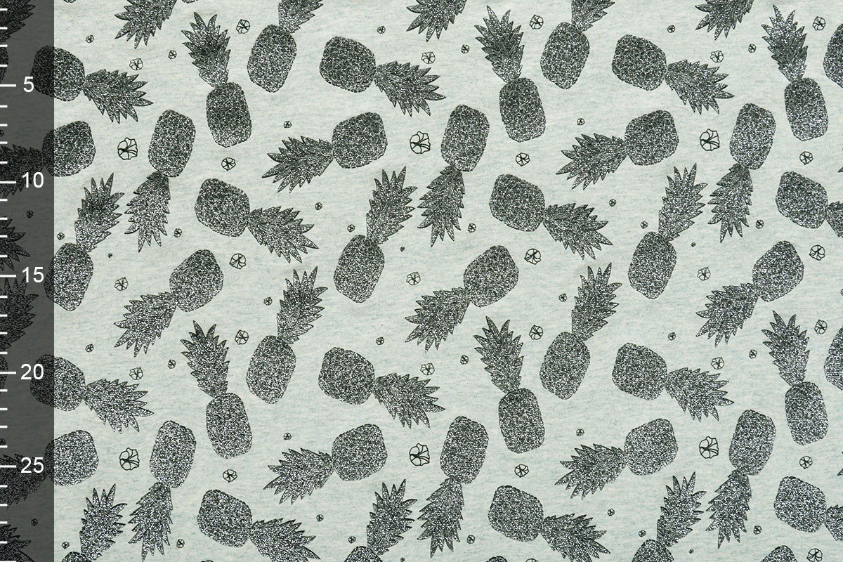 Mi & Joe Cotton Jersey Pineapple Glitter Old Green melange