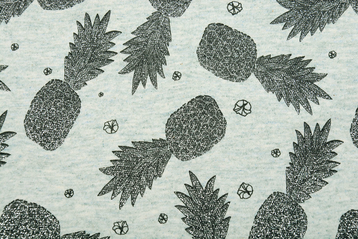 Mi & Joe Cotton Jersey Pineapple Glitter Old Green melange