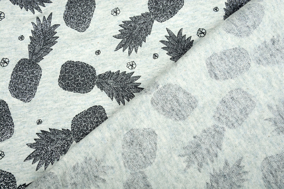 Mi & Joe Cotton Jersey Ananas Glitter Oud Groen melange
