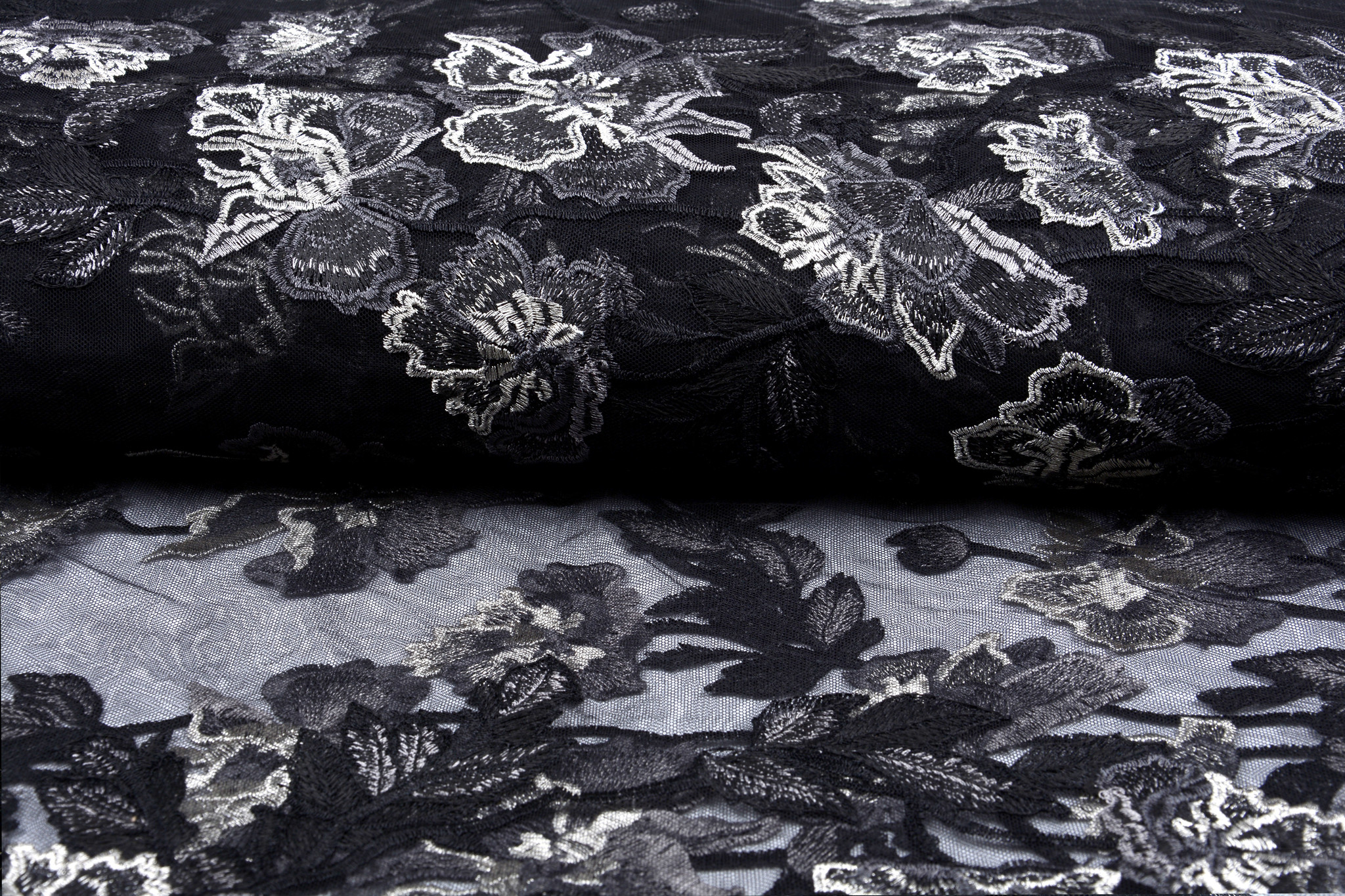 Embroidered lace black