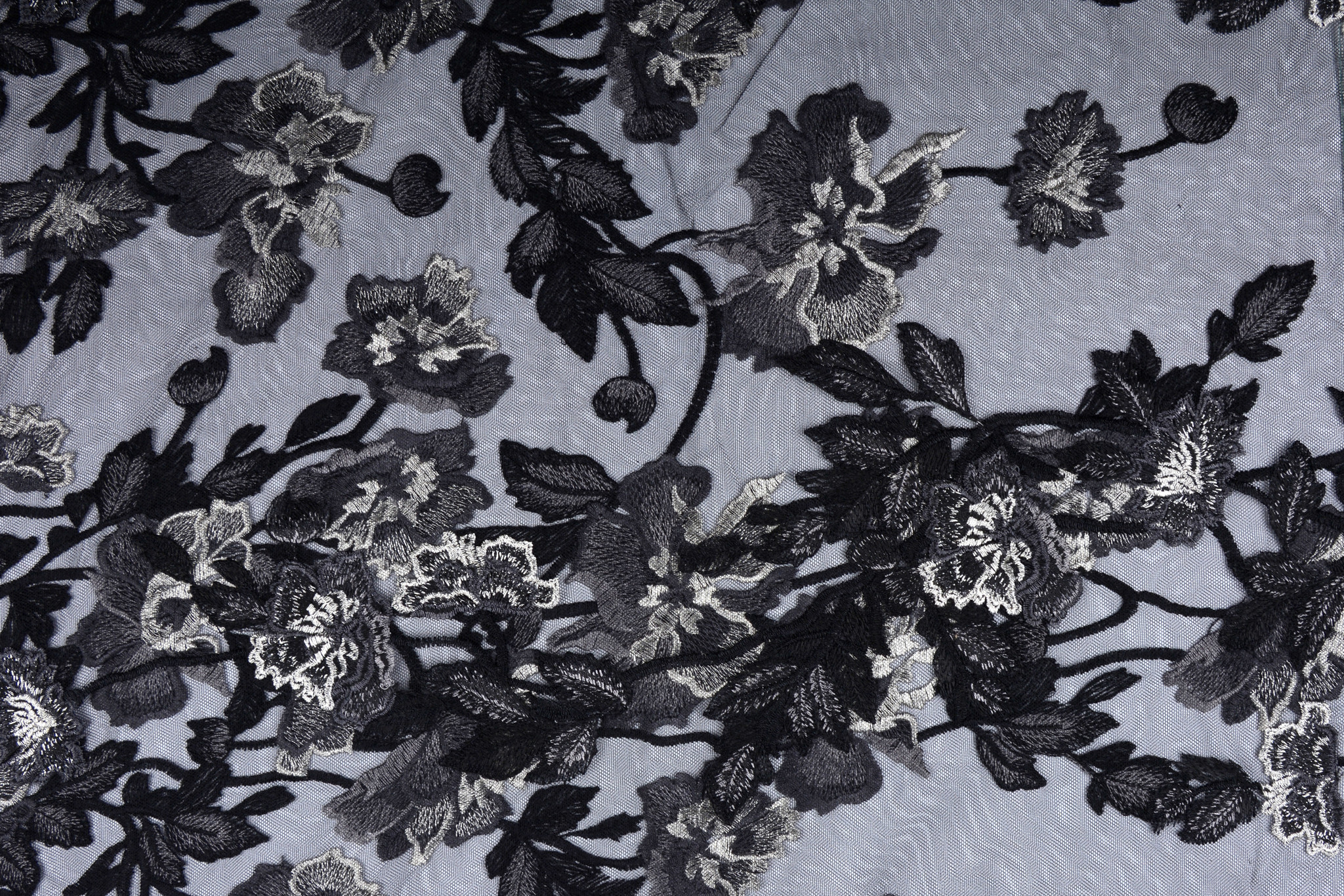Embroidered lace black