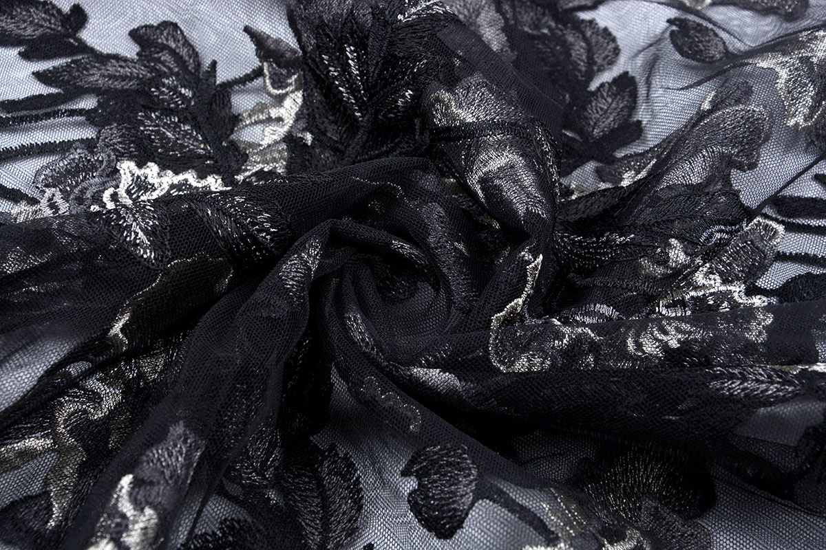 Embroidered lace black
