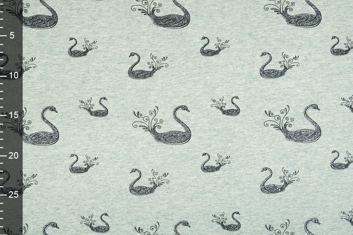 Mi & Joe Cotton Jersey Swan Glitter Old Green melange