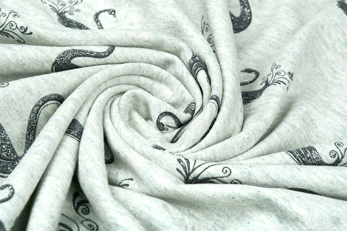 Mi & Joe Cotton Jersey Swan Glitter Old Green melange