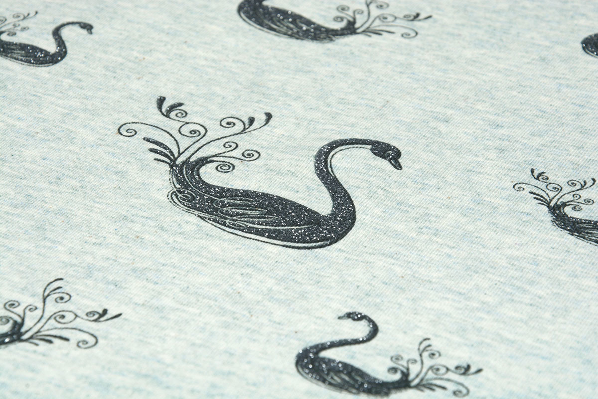 Mi & Joe Cotton Jersey Swan Glitter Old Green melange