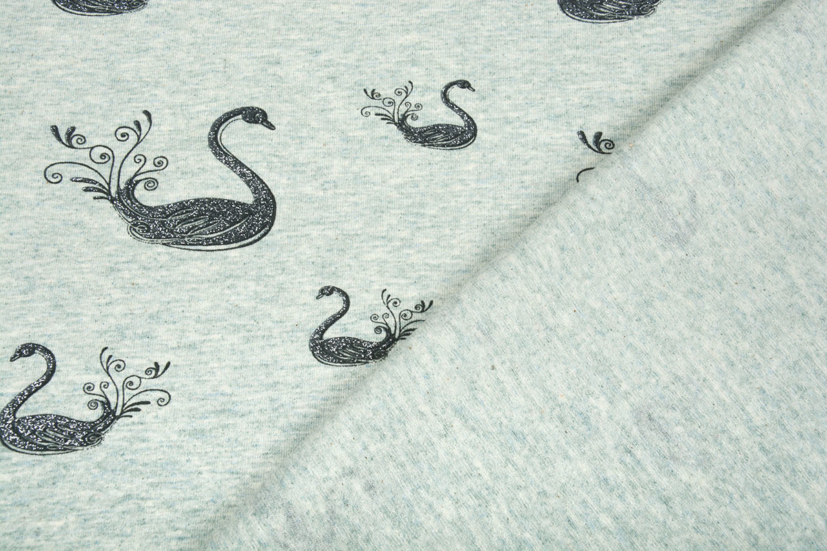 Mi & Joe Cotton Jersey Swan Glitter Old Green melange