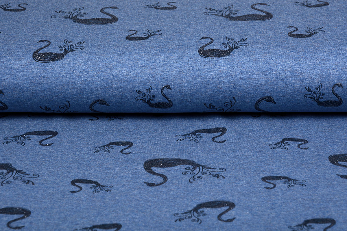 Mi & Joe Cotton Jersey Swan Glitter Dark jeans melange