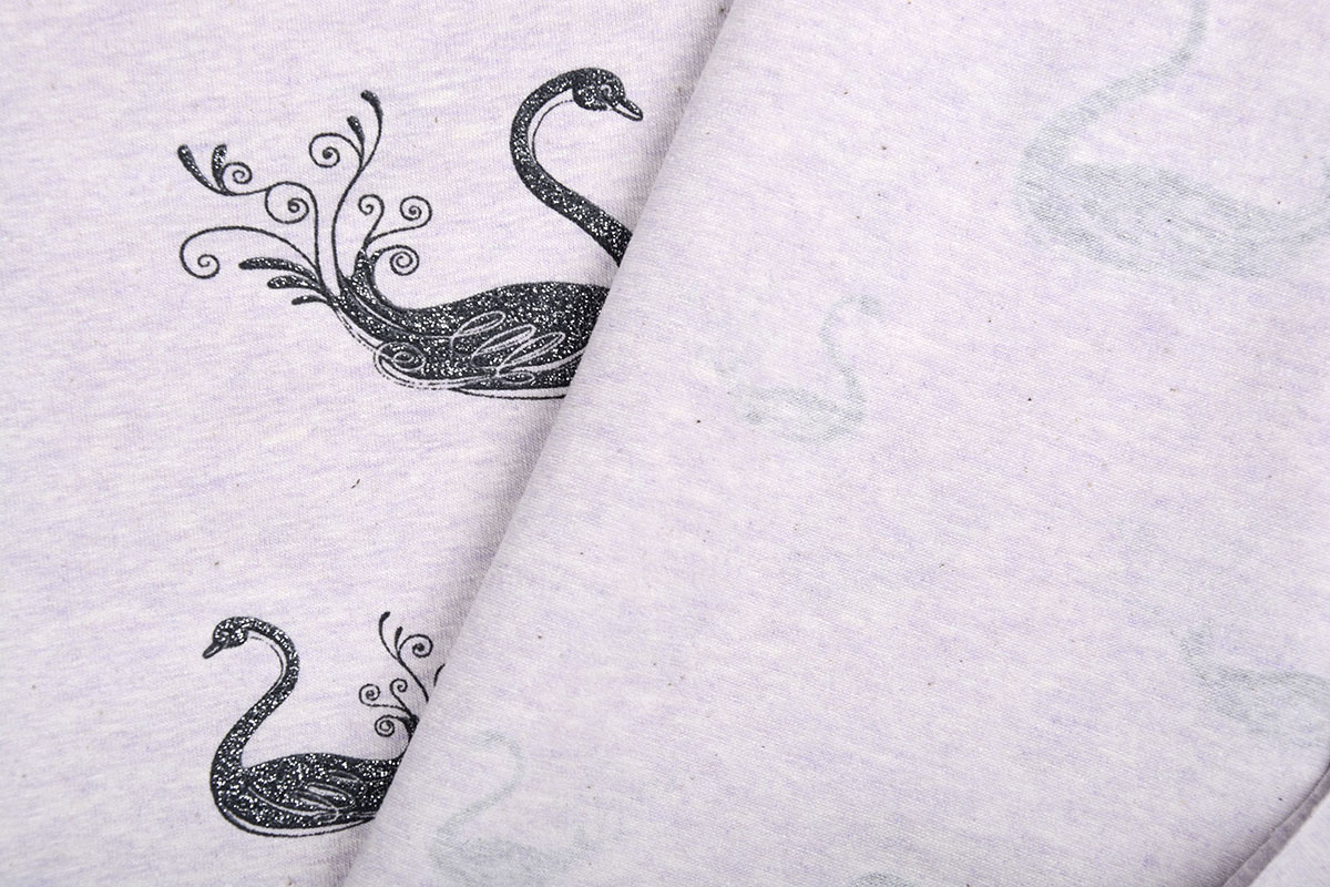 Mi & Joe Cotton Jersey Swan Glitter Lilac Melange