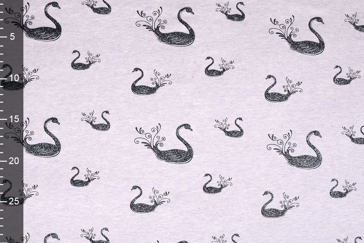 Mi & Joe Cotton Jersey Swan Glitter Lilac Melange