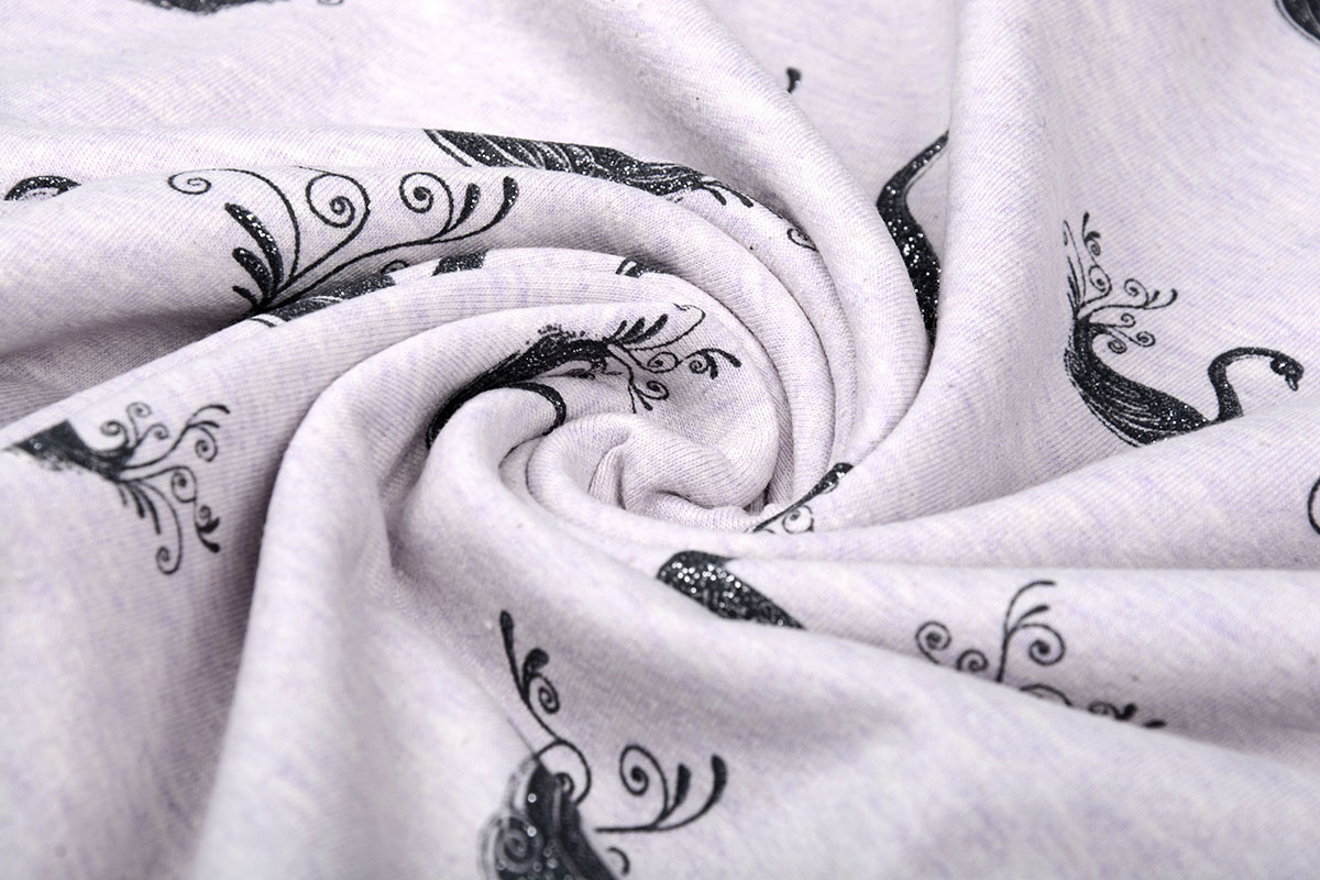 Mi & Joe Cotton Jersey Swan Glitter Lilac Melange