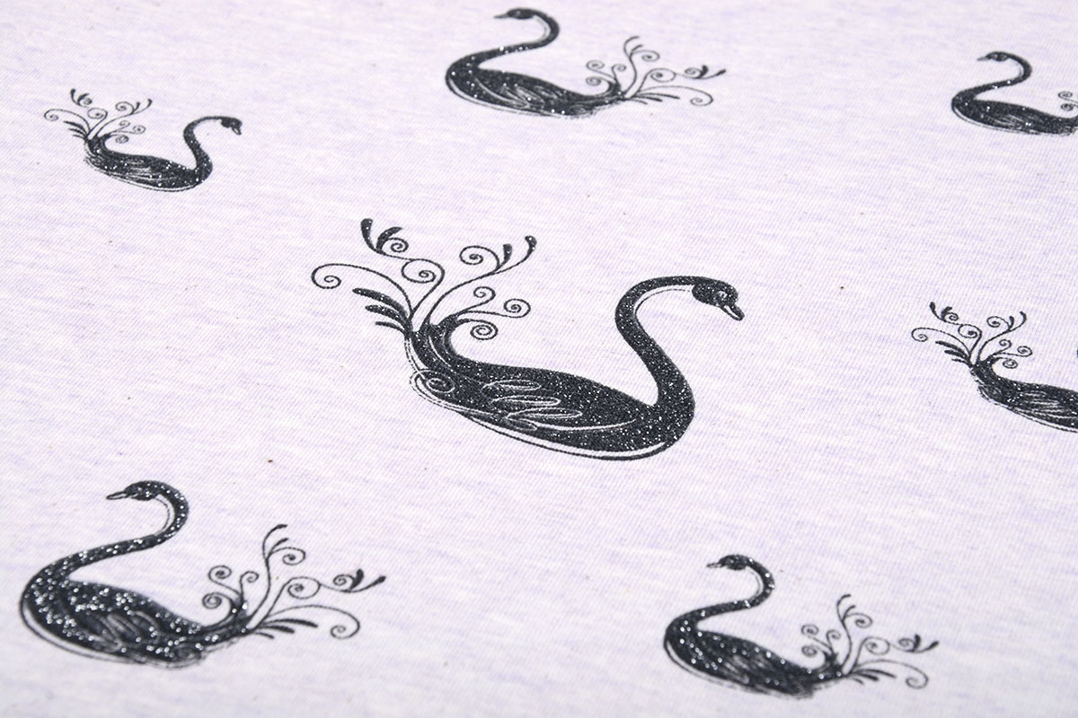Mi & Joe Cotton Jersey Swan Glitter Lilac Melange