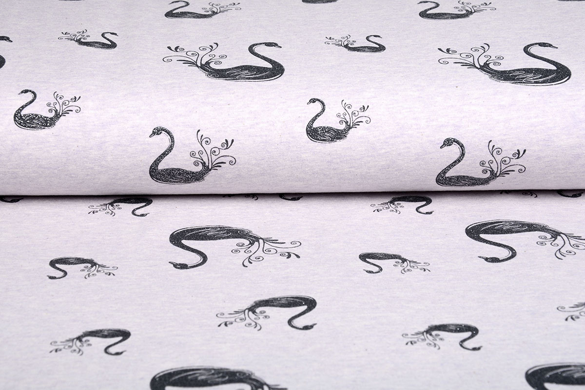 Mi & Joe Cotton Jersey Swan Glitter Lilac Melange
