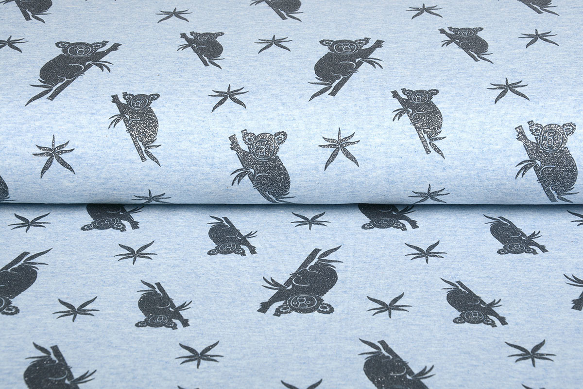 Mi & Joe Cotton Jersey Koala Glitter Licht blauw melange