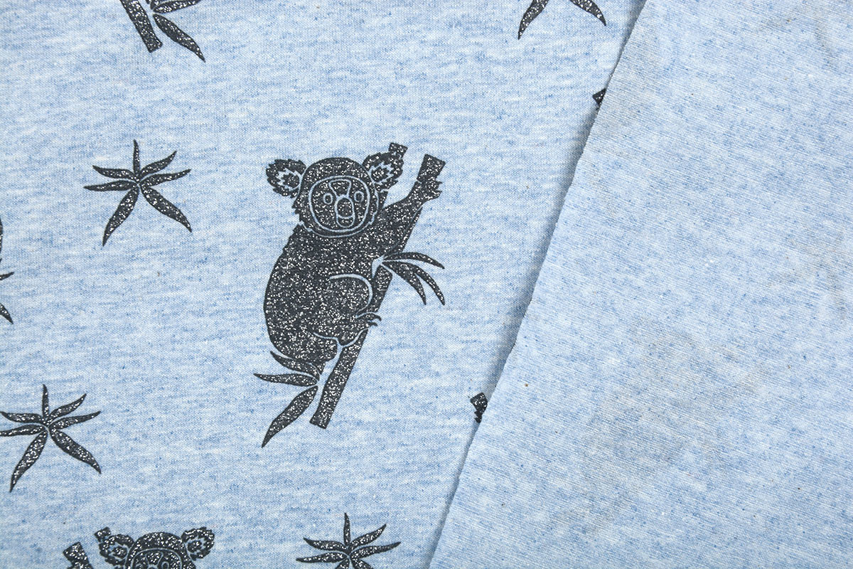 Mi & Joe Cotton Jersey Koala Glitter Licht blauw melange