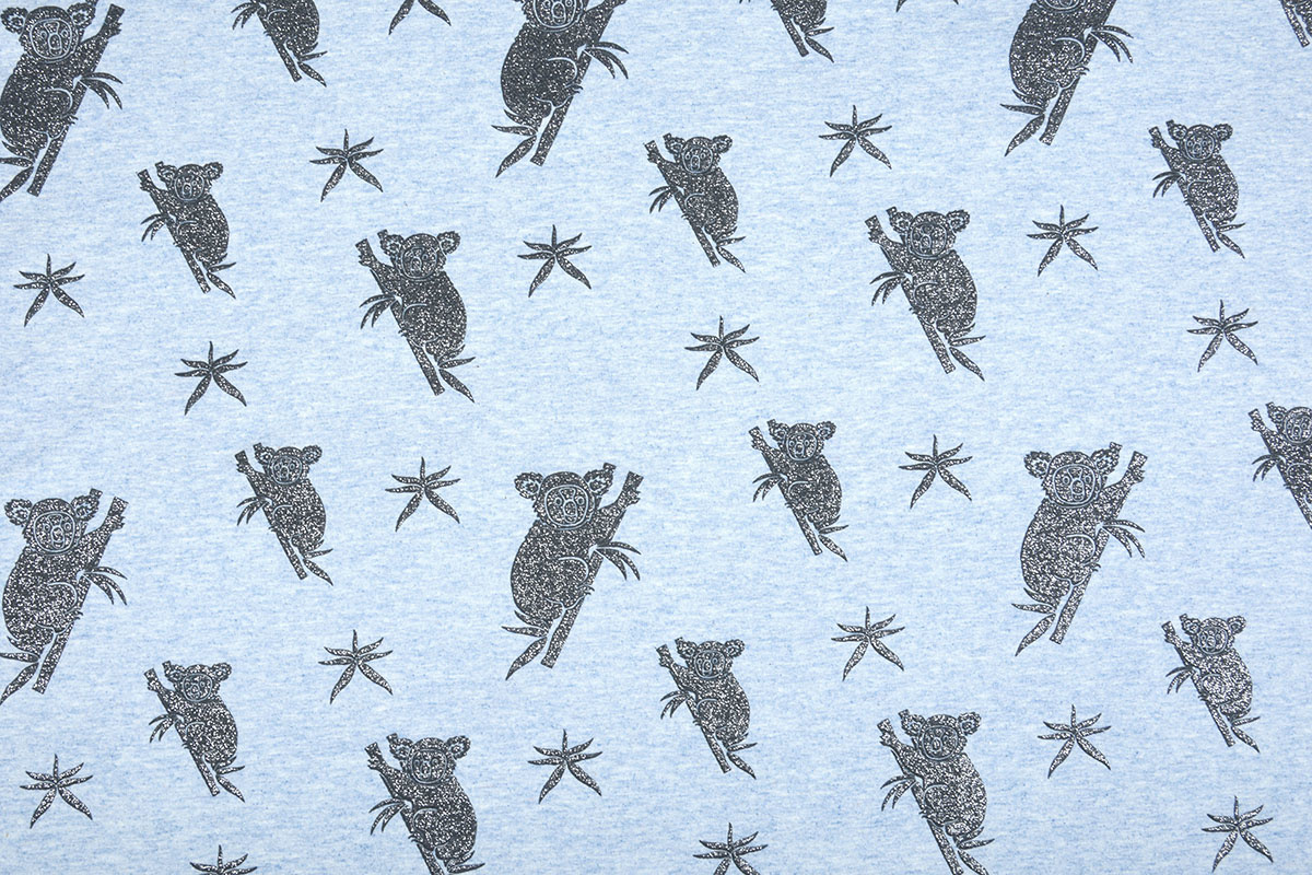 Mi & Joe Cotton Jersey Koala Glitter Licht blauw melange