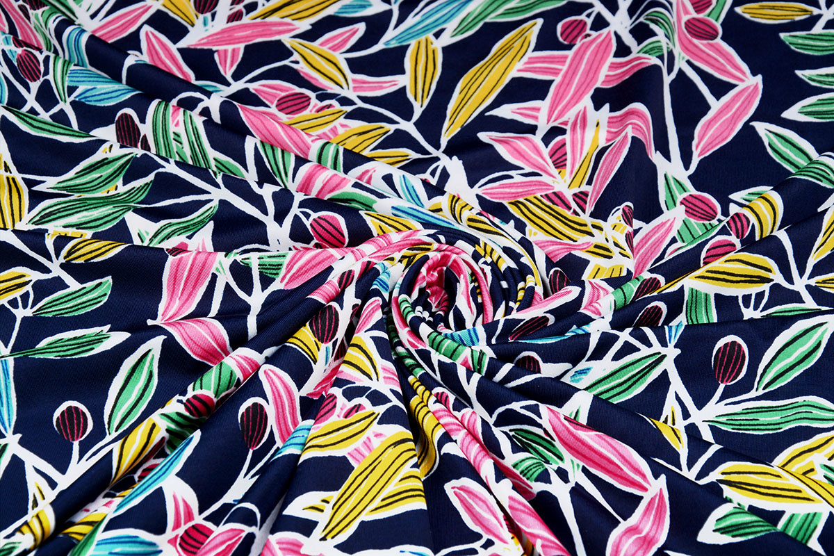 Lycra jersey Simmer Neon leaves Navy