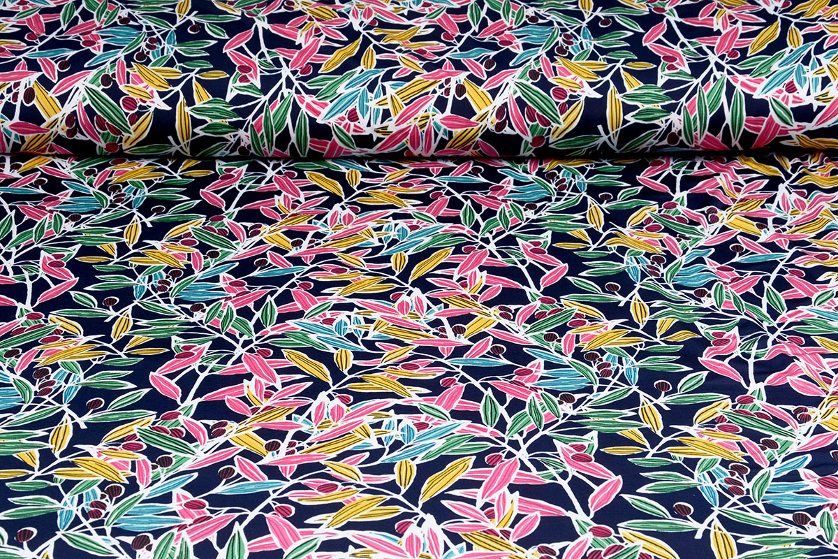 Lycra jersey Simmer Neon leaves Navy