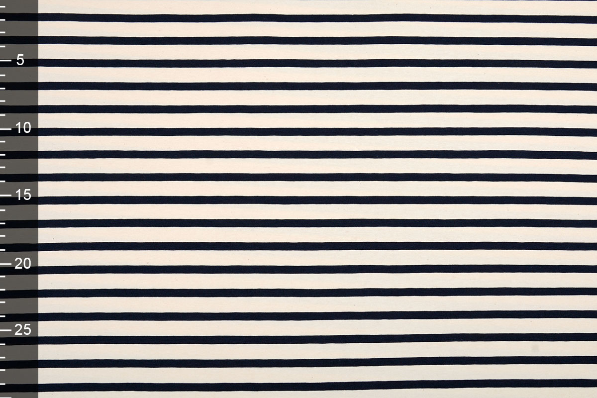 Cotton Jersey Large Stripe Creme Navy
