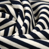 Baumwolljersey mittel Streifen Marineblau Creme