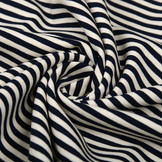 Cotton Jersey middel Streep Marine Creme