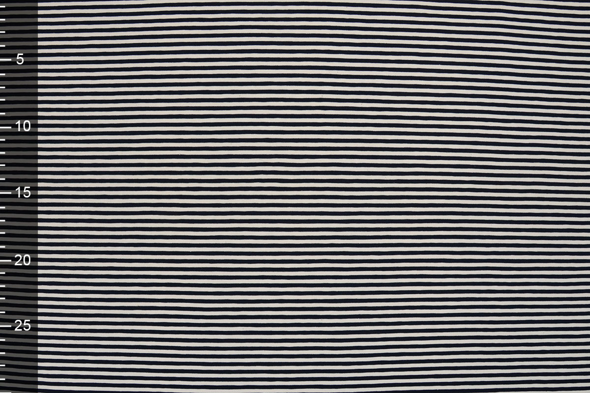 Baumwolljersey mittel Streifen Marineblau Creme