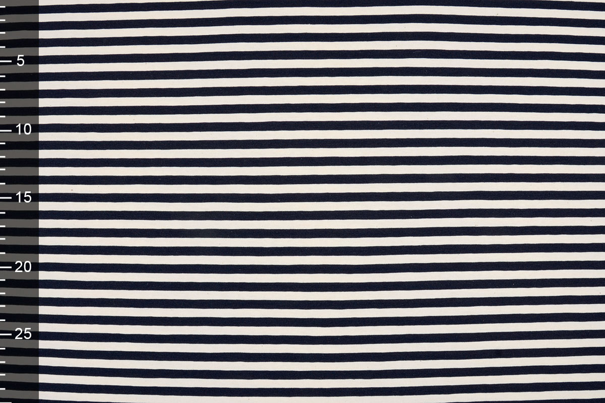Cotton Jersey Streep Creme Marine