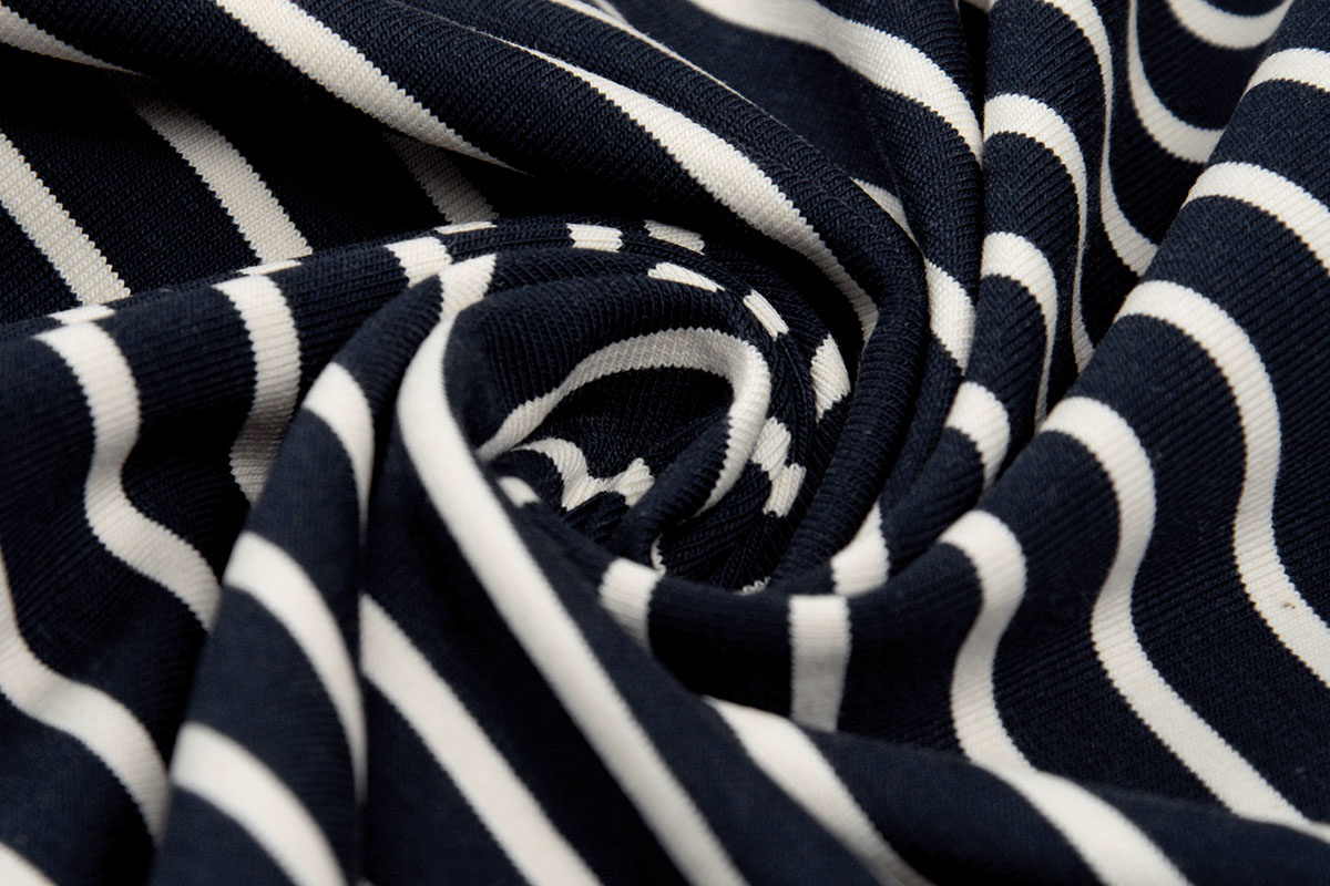 Cotton Jersey Large Small Stripe Navy Creme