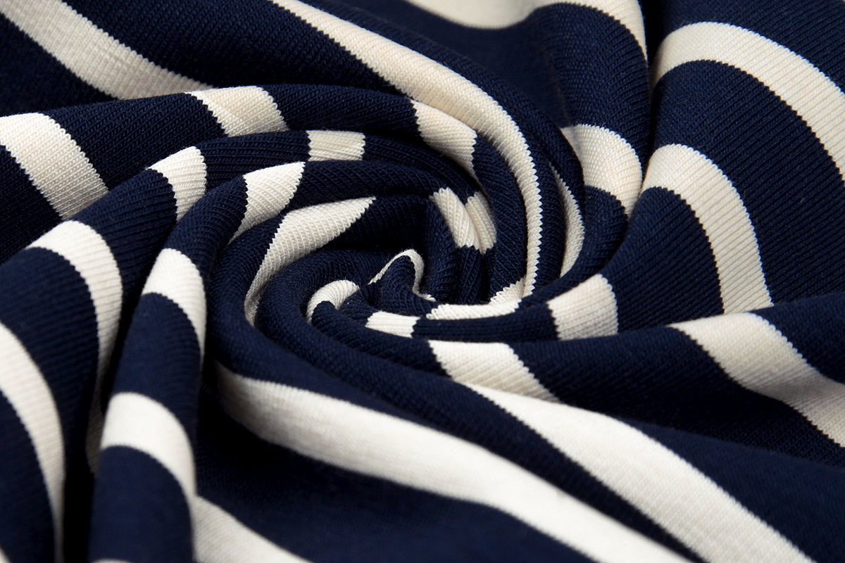 Cotton Jersey Large Stripe Navy Creme